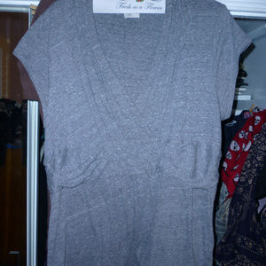gray knit top XL Anthropologie cotton poly